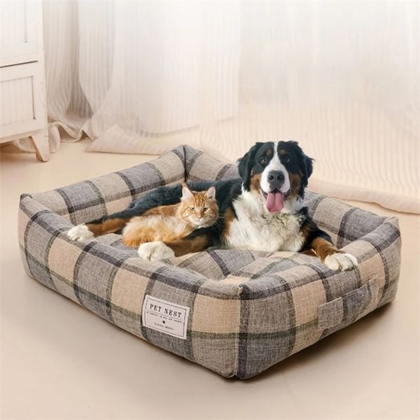 

pet bed pens Soft Sofa Dog Beds Warm Pet Mat for Puppy Cool Cushion Sleeping Nest Bed Removable Cozy Cat House Baskets Kennel 221108, Beige
