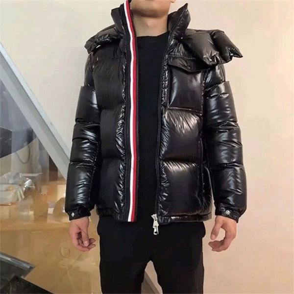 

loose color matching big face jacket men's and women's fashion warm thick bread clothes, Black