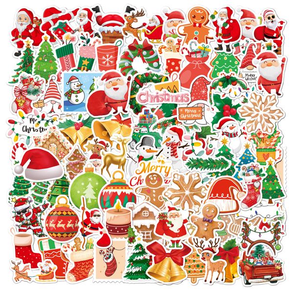 

100 christmas stickers old man tree snow glass lapdoodle suitcase sticker