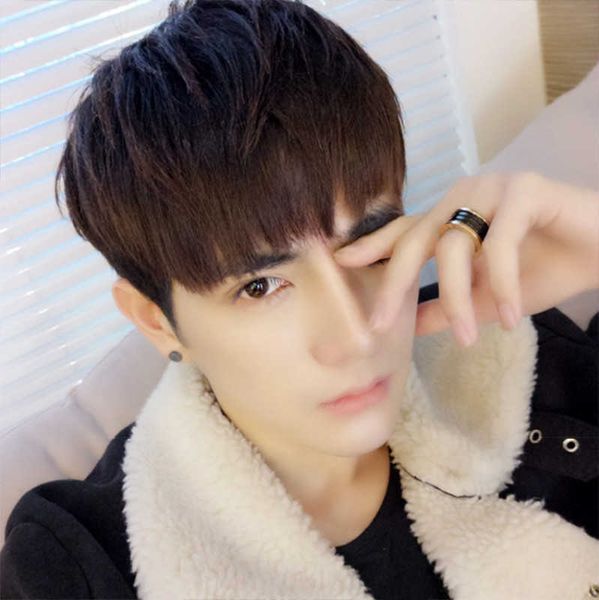 

hair lace wigs product student's short hair korean set wig head cover, Black