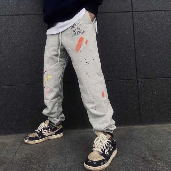

galleries dept designer sweatpants sports pants 7216b painted flare sweat pant hand graffiti wash same splash ink casual 6xsf, Black
