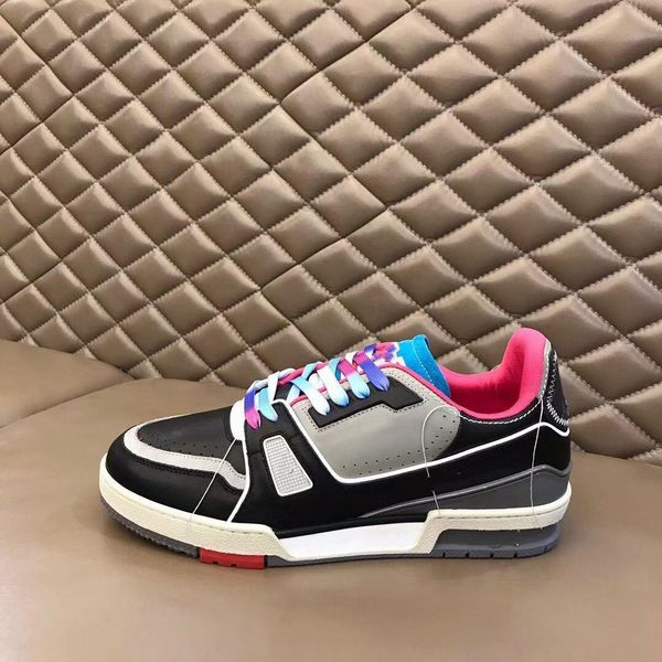 

designer shoes french luxury mens sneakers brand genuine leather casual shoe size 38-45 model sqrx002 zot, Black