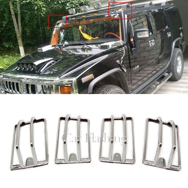 

chrome marker light cover for hummer h2 suv sut 2003-2009 4 pcs chrome roof cab lamp trim parts accessories