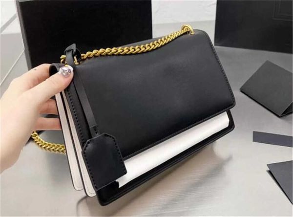 

genuine leather shoulder bags sunset bag classic latest color women luxury designer chain handbag toothpick pattern womens cross body