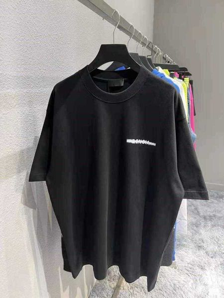 

fashion brand designer t shirt seal tape letter printed loose casual men's clothing black balanciagas, White;black