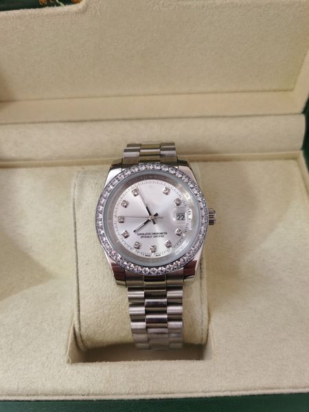 

with box papers high-quality watch new version 18k white gold diamond bezel 40mm dial automatic fashion men's watch gd wristwatch, Slivery;brown