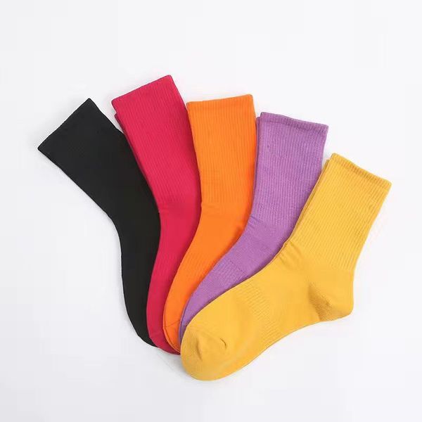

autumn winter pure cotton men's and women's tie dyed long socks sports high tube tide candy color sock t5iz, Pink;yellow