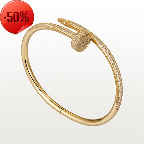 

nail bracelet designer carti bracelets diamonds bangle fashion luxury jewelry women titanium steel alloy gold-plated craft never fade n2609, Black