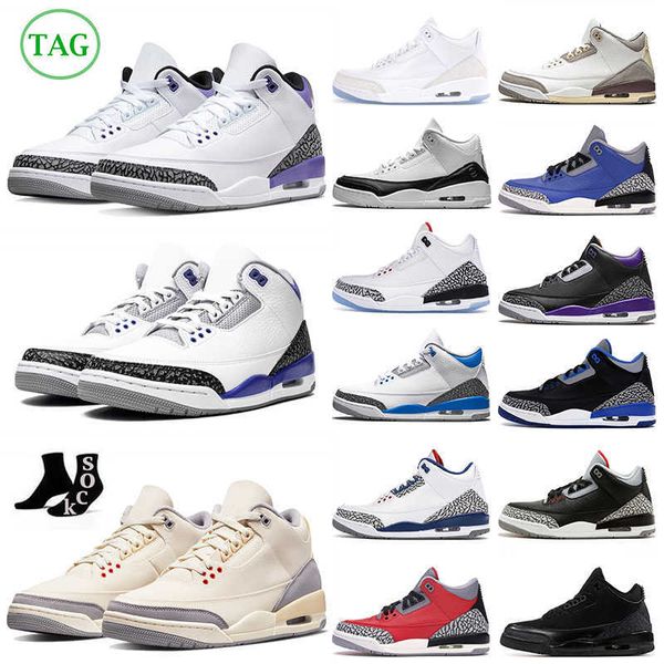 

jumpman 3 3s mens basketball shoes men women neapolitan cardinal red racer blue dark iris cool grey tinker cement outdoor sports sneakers, Black