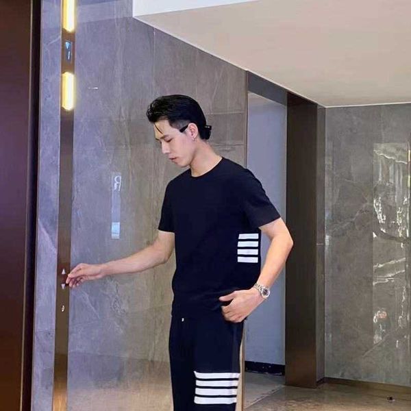 

designer shirt thomes brownns t-shirt tb four short sleeve men's women's loose cotton classic summer t-shirt couple new letter pri, White;black