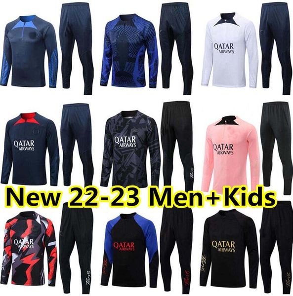 

2022 2023 paris mbappe tracksuits survetement jacket training suit soccer jersey 22 23 psgs sergio ramos tracksuit men kids football jacket, Black