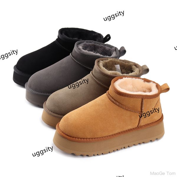 

new australian lamb wool uggitys snow boots fashion ugglies winter non slip thick soled warm boots classic suede short bootss, Black