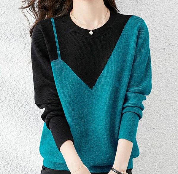 

women's sweaters for knitted spliced striped sweater new oversized casual pullovers korean women's clothing, White;black