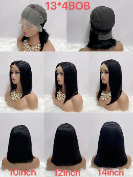 

straight human hair 13x4 full lace frontal bob wig 150% density natural black/omber/piano color 8-16inch