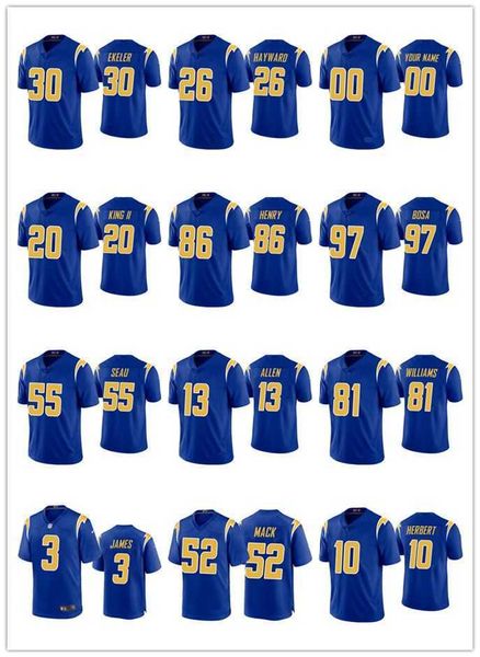 

football jersey khalil mack rashawn slater justin herbert joey bosa keenan allen derwin james los angeles''chargers''men, Black;red