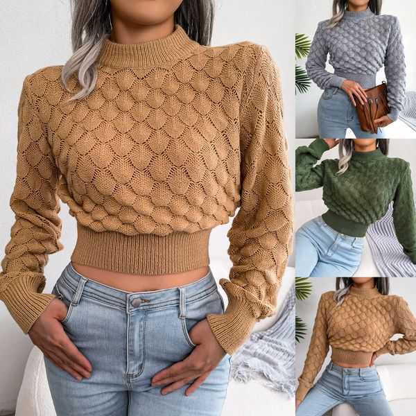 

fashion sweater 2022 autumn long-sleeve knitted sweaters hollow out pullover women elegant solid shirt all match, White;black