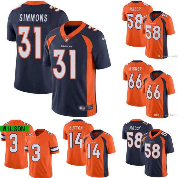 

mens jersey men women youth denver''broncos''jersey 58 von miller 3 russell wilson 14 courtland sutton 31 justin simmons, Black