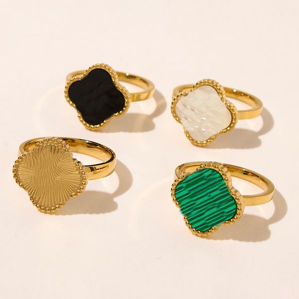 

designer ring women four clover rings wedding ring couple gift woman engagement party loves fashion luxury van, Silver