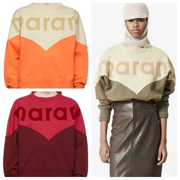 

isabel marant women designer pullover sweatshirt casual fashion letter round neck hoodie versatile loose warm sweater, Black