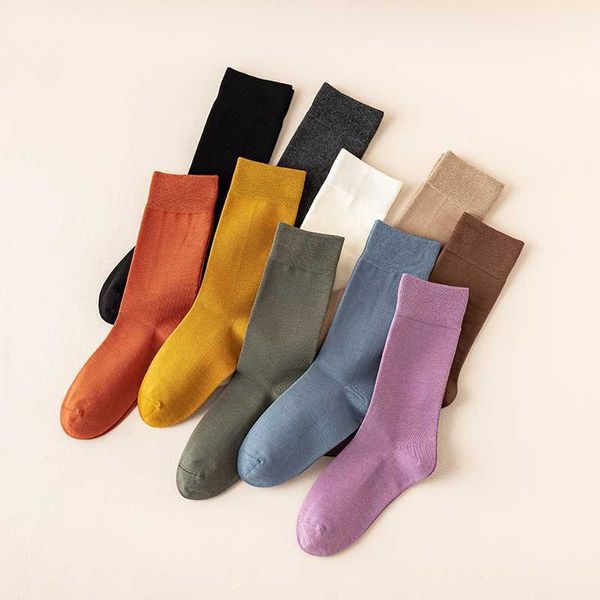 

socks hosiery women 2022 new autumn winter 95% cotton solid color casual crew breathable long t221102, Black;white