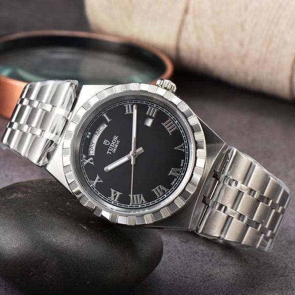 

tudors royal aaa 3a quality band watches m28600 41mm men with gift box stainless steel case sapphire sapphire crystal a07, Slivery;black