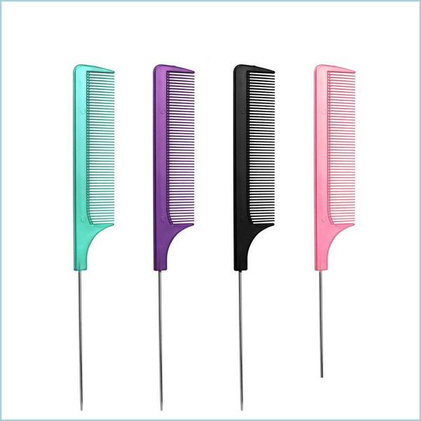 

hair brushes professional hair tail comb salon heat resistant pin rat antistatic separate parting dyeing combs styling tools drop de dhwcu, Silver