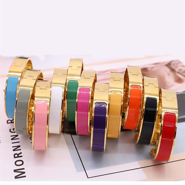

316l titanium steel 12mm bangles rainbow enamel bangle bracelets suitable for gift cuff bracelet jewelry 37 color optional with bo269s, Black