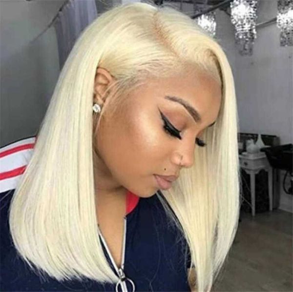 

hair lace wigs wig medium long straight hair 613 light gold chemical fiber cover women's extended bob head, Black