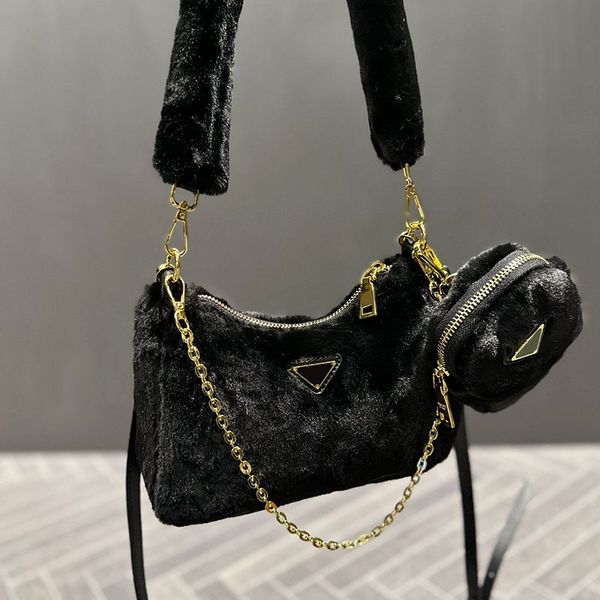 

sherpa hobo shoulder bag armpit purse winter fur handbag fuzzy crossbody bags fashion metal triangle adjustable removable strap zipper closu