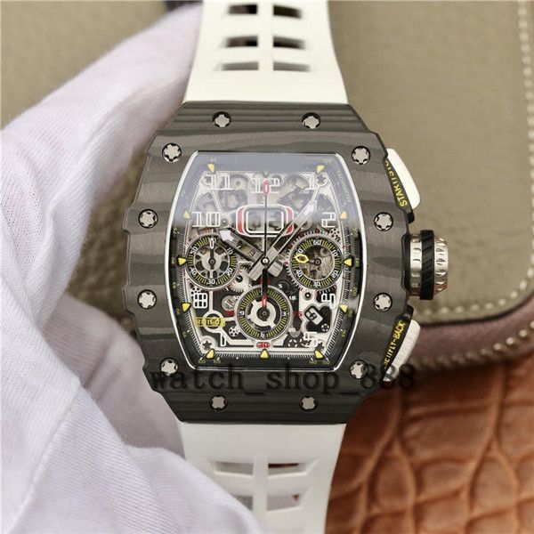 

quality watches 50mm x 40mm rm11-03 skeleton flyback 18k rose gold rubber bands transparent mechanical automatic mens watch men's wrist, Slivery;brown