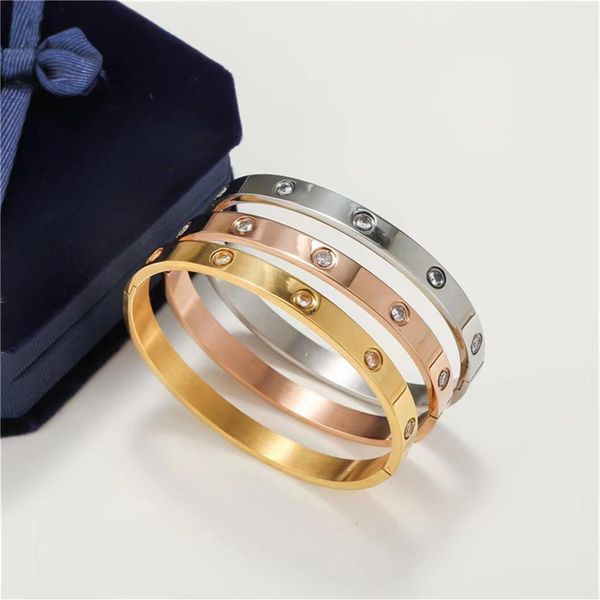 

stainless steel bracelet silver bangle rose gold luxury designer jewelry women men no screw screwdriver buckle lover charm couple 2299, Black