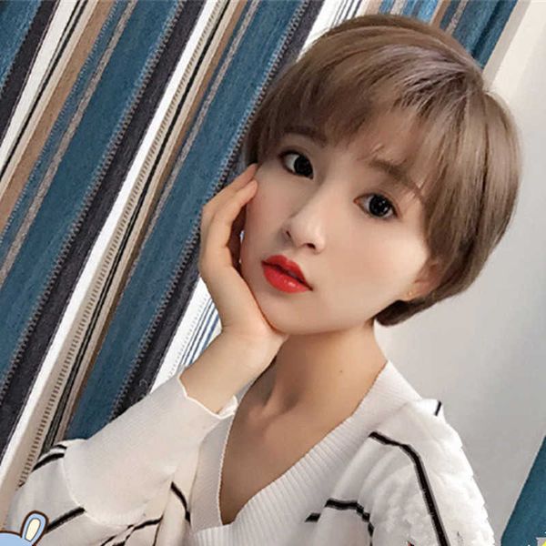 

hair lace wigs wig handsome fashion men's and women's short oblique bangs texture effect fiber head set straight hair, Black
