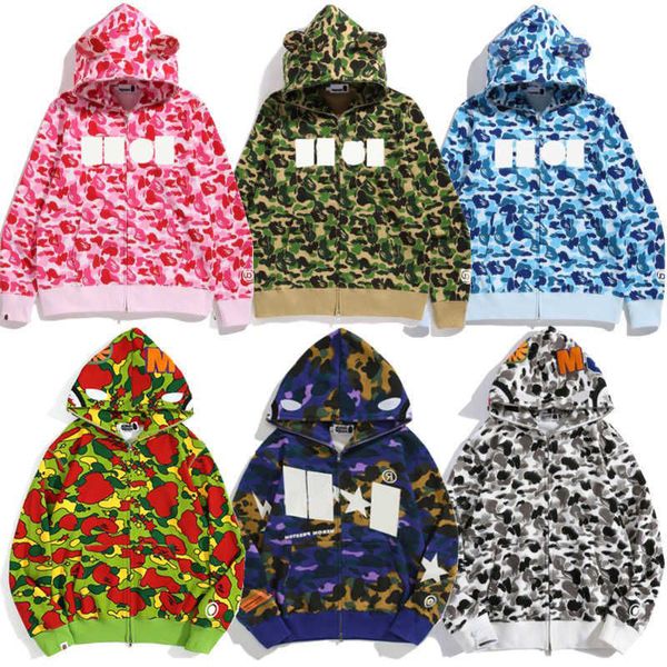 

bape shark jackets designer full-zip ape hoodie crazy face men women hooded sweatshirt big abc long sleeve sportwear high street fashion cam, Black;brown
