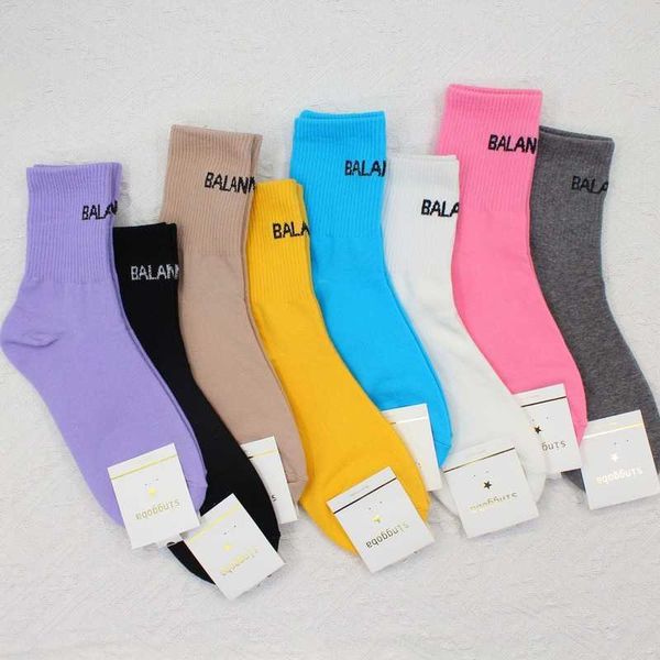 

socks hosiery ribbed socks women sock design letter woman cotton socks solid casual sox girls soft spring summer fashion korean sports sokke, Black;white