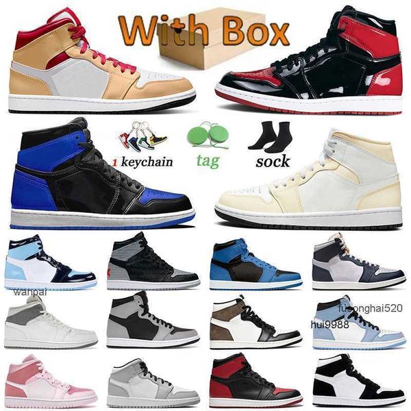 

classic jumpman 1 1s bred patent basketball shoes rebellionaire paris white surfaces coconut milk sneakers university blue men women jordas, Black