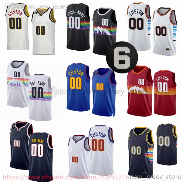 

custom 2022-23 new printed basketball jerseys 15 nikola 27 jamal jokic murray 1 michael porter jr. 50 aaron gordon 0 christian braun 8 peyto, Black;red