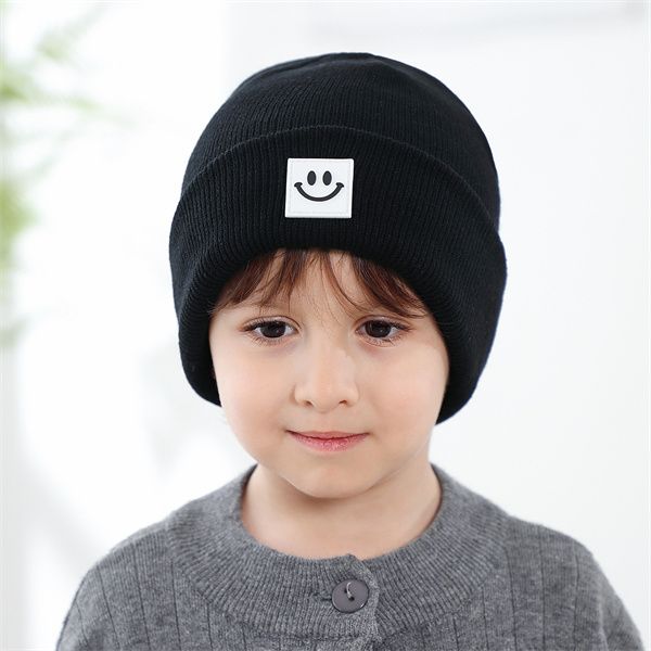 

baby knitted beanie/skull caps fashion versatile wool cute smiley face pattern pullover autumn and winter hat ac468, Blue;gray