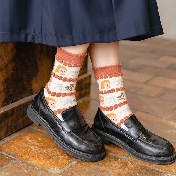 

socks hosiery women 2022 new design autumn cute funny breathable cotton girl kwaii happy trendy korean style t221102, Black;white