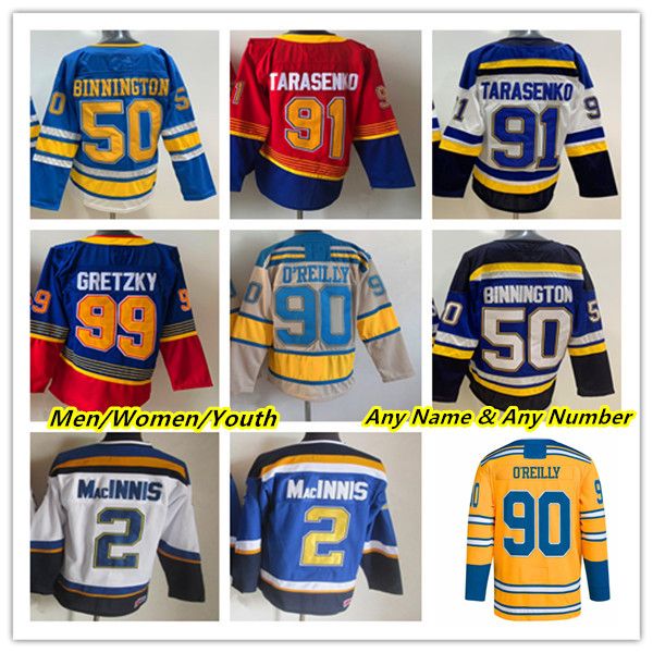 

brayden schenn reverse retro hockey jerseys vladimir tarasenko niko mikkola justin faulk robert thomas kyrou ryan o'reilly binnington t, Black;red