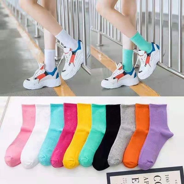 

mens socks women cotton all-match classic ankle letter breathable black and white football basketball sports sock 10 color cotton top, Pink;yellow