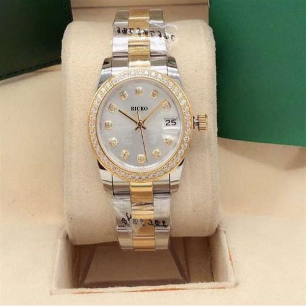 

ladies automatic mechanical watch 31mm small round diamond 2813 movement 316 fine steel sports fashion2442, Slivery;brown