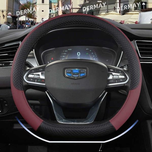 

steering wheel covers d shape steering wheel cover pu leather for geely atlas emgrand ec7 coolray vw golf 7 hyundai santa fe 2014-2020 t2211