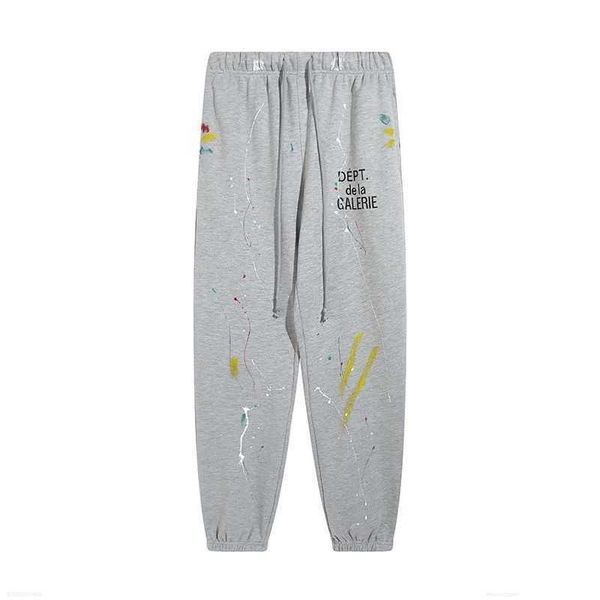

galleries dept designer sweatpants sports pants 7216b painted flare sweat pant distressed letter print graffiti speckle cotton terry 7nj4, Black