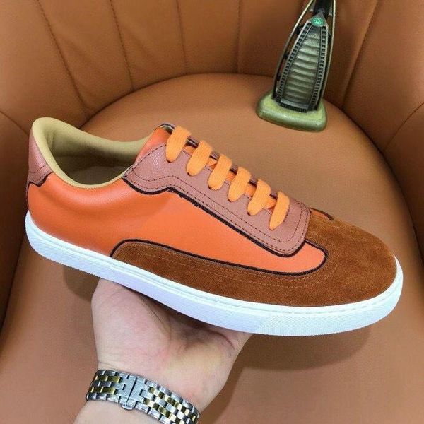 

men 's low-guangzhou leather young blue orange outdoor leisure driving color block sih, Black