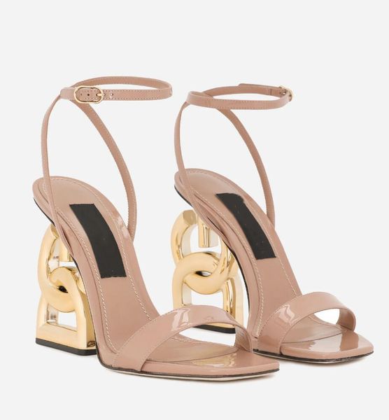 

premium sandals elegant design patent leather keira sandals women's gilded carbon fiber summer popular high heels, Black