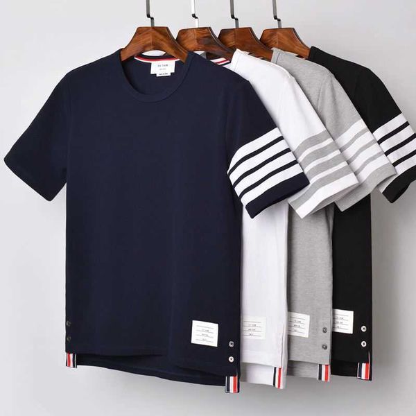 

designer shirt thomes brownns t-shirt dyed tb men's and women's lover's wear short sleeve t-shirt pure cotton four trend loos, White;black