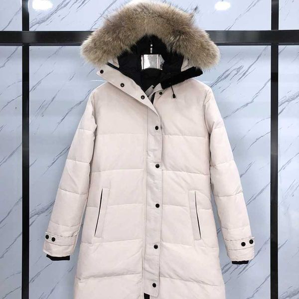 

winter women canada style down jacket 90% white parkas real fur collar hooded outerwear windproof warm coat, Black