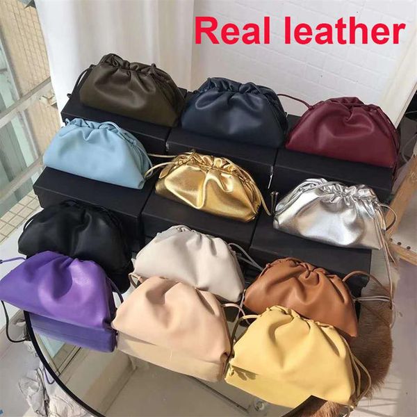 

genuine leather cloud bag soft wrinkled dumplings messenger luxury handbags women designer clutches single shoulder mini pouch170v