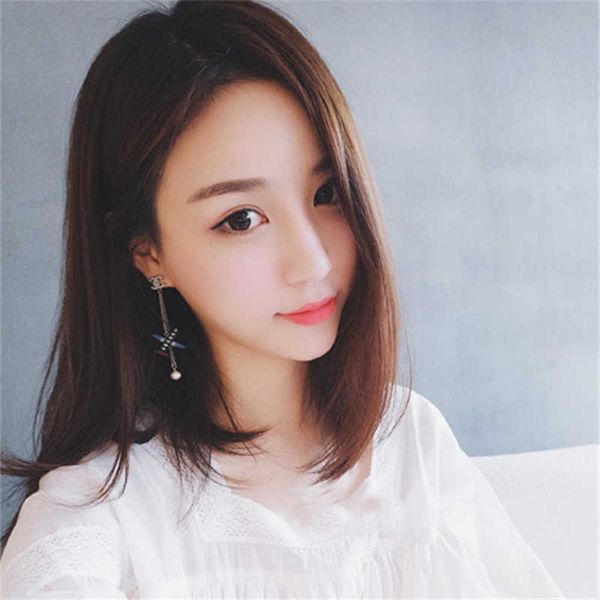 

hair lace wigs wig women's straight hair split medium long high temperature silk head cover, Black