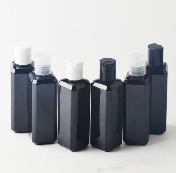 

100pcs 100ml empty refillable black pet bottle with cap pet shampoo bottles plastic container